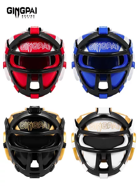 Boxing Helmet, Kidsren's Sanda Fighting Mask, Head Protector, Adult Muay Thai Taekwondo Hat Training Protective Gear for Men and Women