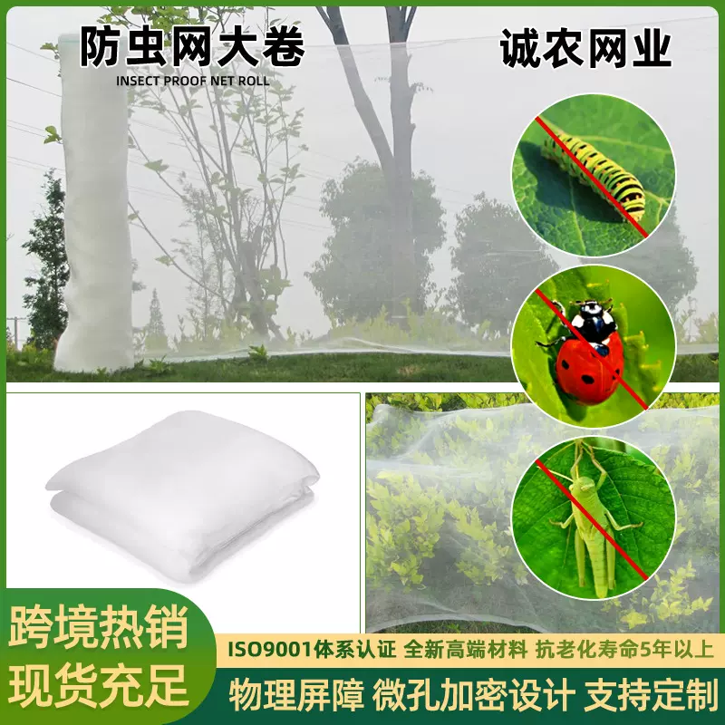 跨境防虫网果树防鸟防虫农用大棚蔬菜养殖网尼龙哈密瓜白网防虫网