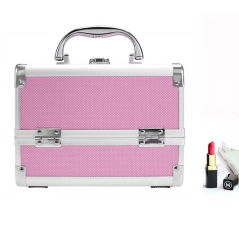 Double-Open Powder Box Small Fresh Tattoo Manicure Beauty Makeup Box Pu Belt Mirror Foldableing Suitcase Satchel