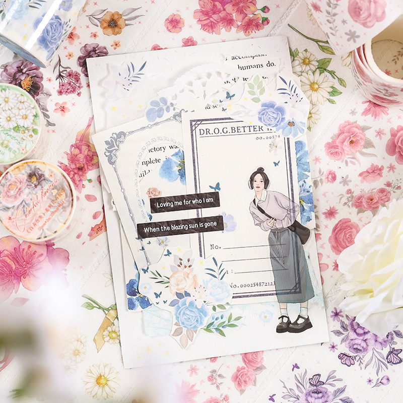 Baihui incluye cinta adhesiva de la cuenta de mano de encaje paisajístico pegatinas de la cuenta de mano adorable decoración del marco de la tarjeta Go