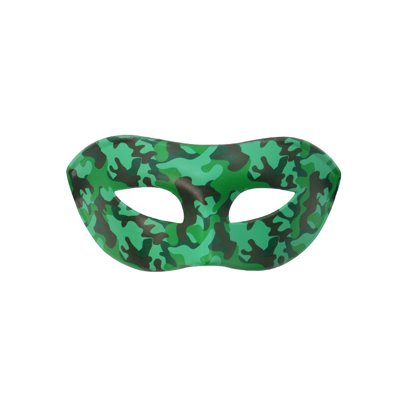 Halloween de alto grado adultos camuflaje máscara de mitad de cara decoración de disfraces de hombre fiesta máscara de cabeza plana de plástico