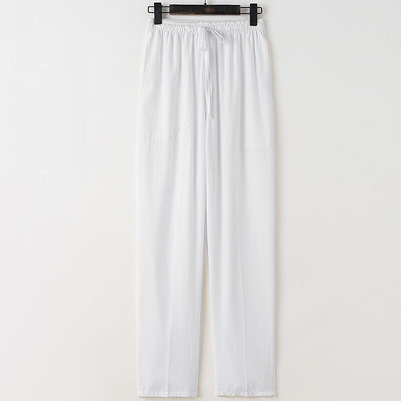 Chinese style summer pants for men, thin summer casual pants, cotton and linen, versatile loose straight leg trousers.