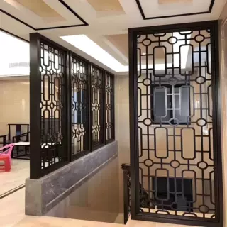 不锈钢屏风隔断玫瑰金客厅新中式玄关金属雕花镂空轻奢假山背景墙
