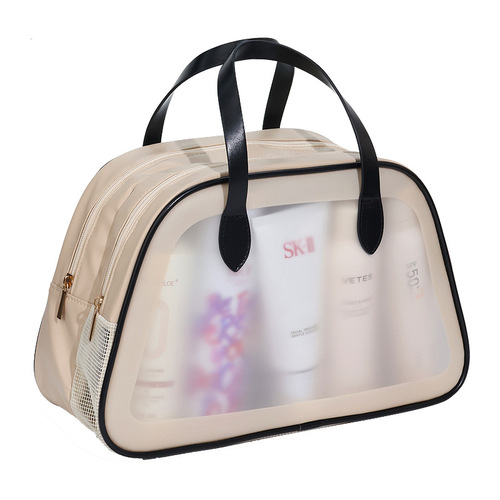 Wet and dry separation toiletry bag double layer semicircle portable travel waterproof fitness swimming high-value cosmetic bag storage bag