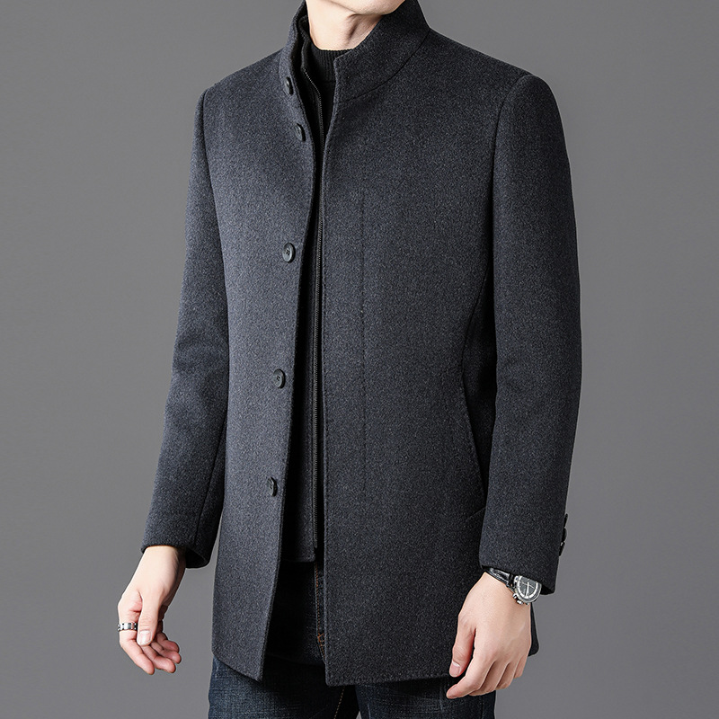 패션 남성 양면 캐시미어 칼라 코트 하이 엔드 비즈니스 캐주얼 빅 브랜드 울 코트 따뜻한 코트 겨울