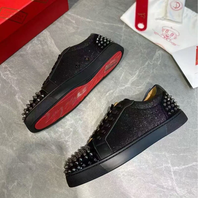 European and American Foreign Trade Acl Red-Soled Shoes with Rivets, Men's Trendy Flat Breathable Leather Casual Shoes European and American Foreign Trade Acl Red-Soled Shoes with Rivets, Men's Trendy Flat Breathable Leather Casual Shoes
