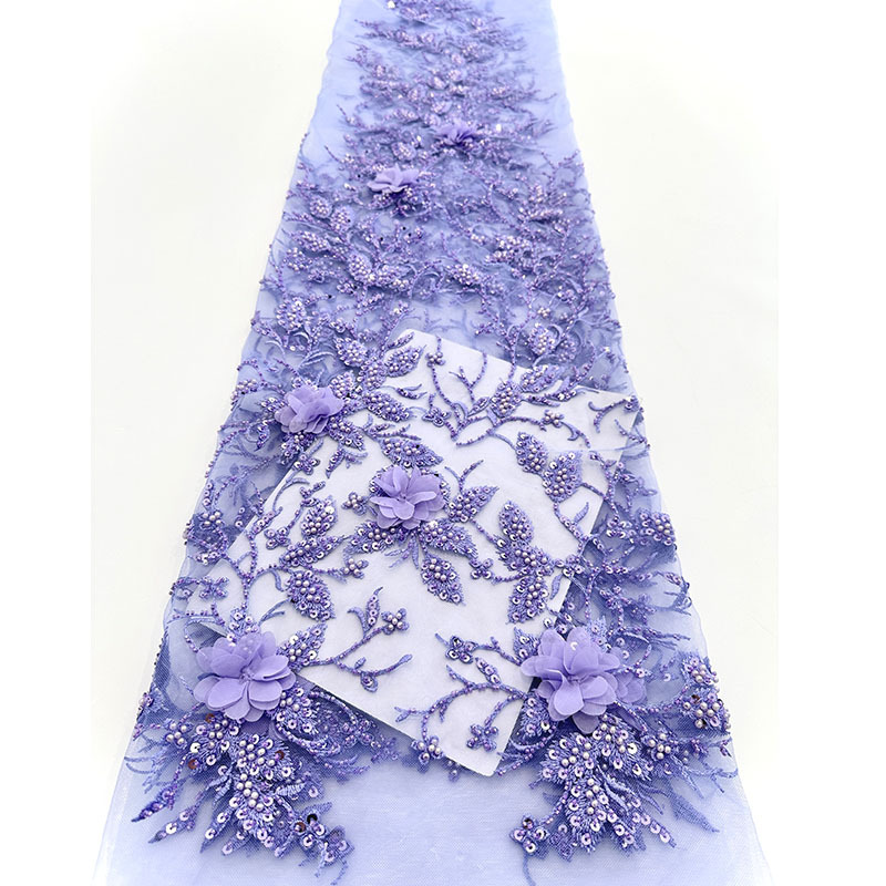 Comercio exterior venta caliente sequinilla bordado tela de tela de cabida falda tubo de perlas bordado tela de malla de bordado tubo de perlas tridimensional tela de moda