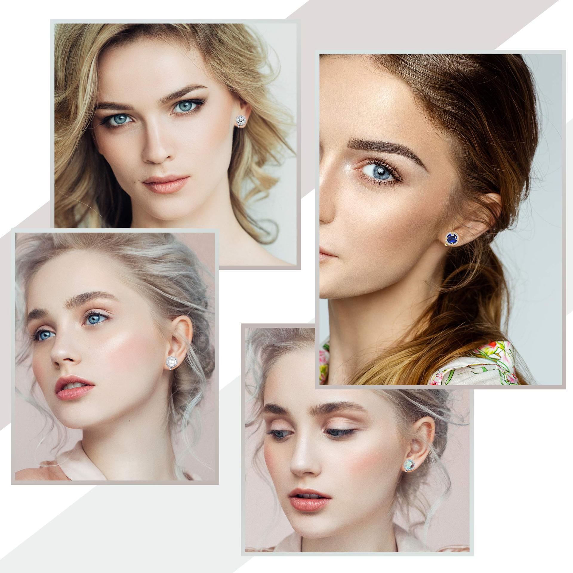 Fashion Round Copper Inlay Pearl Zircon Ear clips 1 Pair