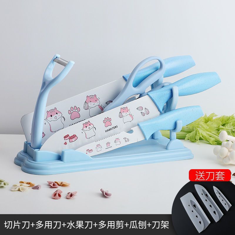 Cuchillo de cocina de doble cara cuchillo de corte de platos para bebés herramientas de alimentos auxiliares de cocina cuchillo de frutas dormitorio lindo cuchillo de impresión image 16