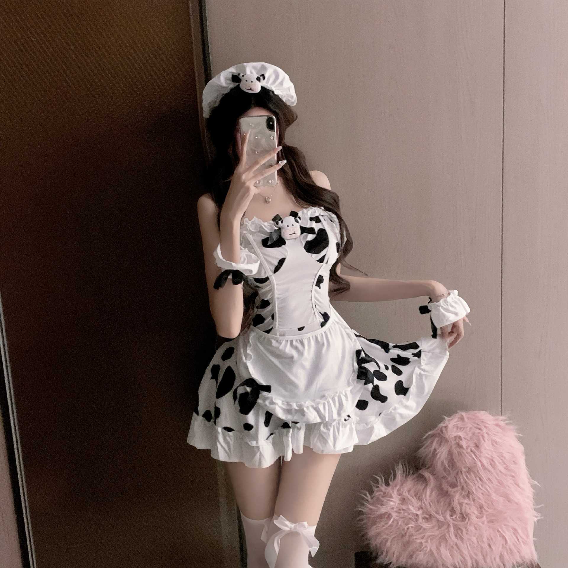 Dolia Sexy Lingerie Uniform Maid Outfit Role Play Passionate Temptation Cosplay Cute Cow Suit