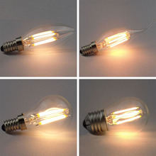 LED爱迪生灯泡蜡烛水晶灯E14小螺口暖白黄光拉尾尖泡C35 复古球泡