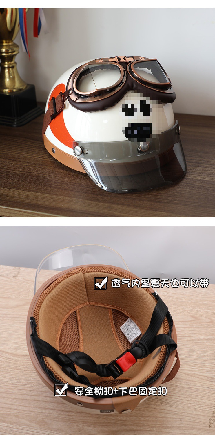 3C Certified Cartoon Dog Helmet Electric Car Half Helmet Winter Couple Harley Hat