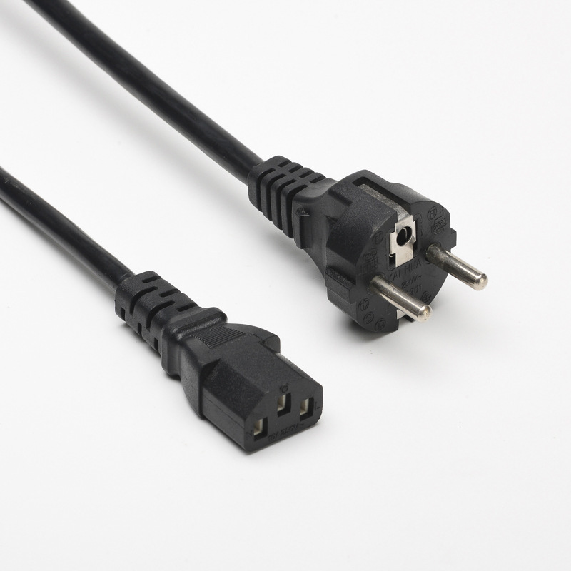 欧规三插品字尾电源线 欧式法国直头0.75平方1.5米三芯欧规电源线