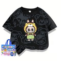 子供の漫画フルプリント Tシャツ 2025 新しいラブ布半袖男の子と女の子のための半袖ファッショナブルなボトムシャツ夏