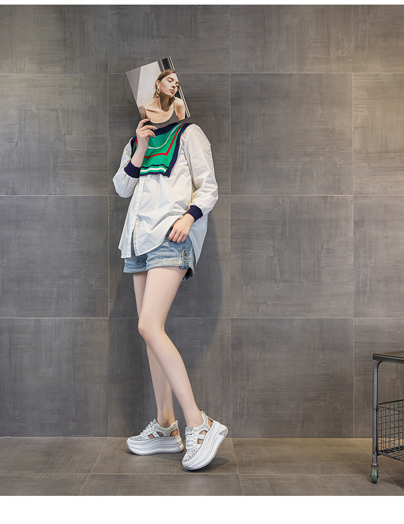 Women's Roman Sandals 2026 New Model Hollow Breathable Thick-Soled Height-Increasing Dign Niche Casual Fashion Dad_vogvips.com