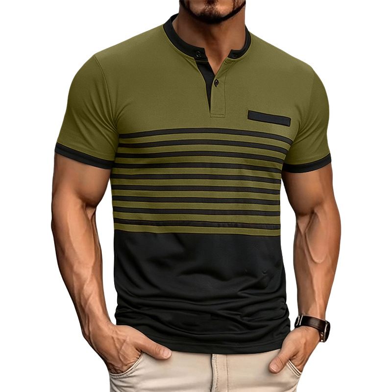 Verano Amazon polo camiseta de hombre de color a rayas polo camiseta de manga corta camiseta de negocios casual geometría de manga corta hombre