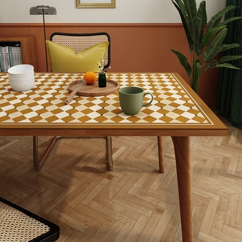 Tablecloth light luxury retro high-end silicone leather dining table mat heat-resistant waterproof oil-proof wash-free coffee table mat rectangular