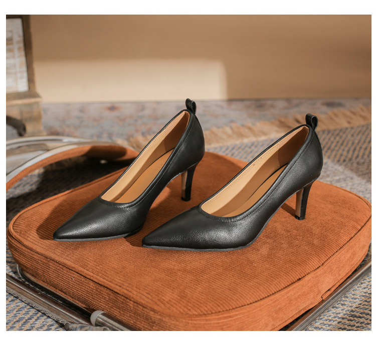 Giày cao gót mũi nhọn miệng nông Jingang ZX60001 – giày stiletto đa năng xuân thu 2025 — màu đen chi tiết 22