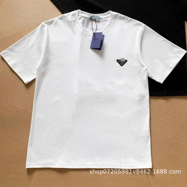 Cross-border Trendy Brand Triangle Standard Summer Men's Simple Printed 100 Cotton Casual Short-sleeved T-shirt