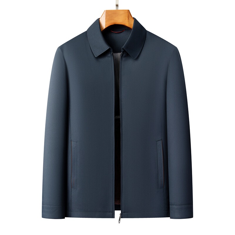 Men's Lapel Zipper Jacket Dark Color Can Be Quilted Inside Warm and Stylish Fine Workmanship Casual Jacket