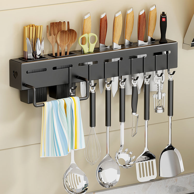 Stainless steel Tool carrier multi-function household Punch holes kitchen chopsticks Storage Stands Pot cover rack Wall mounted Hooks