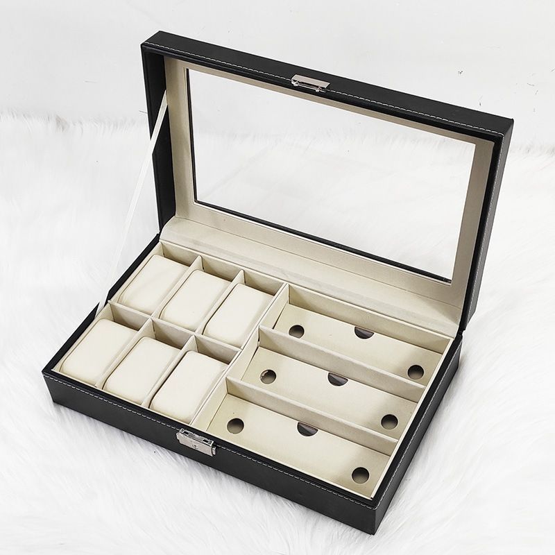 Caja de exhibición universal de cuero PU para relojes, embalaje portátil de alta gama para almacenamiento de múltiples relojes, ideal para dropshipping transfronterizo.