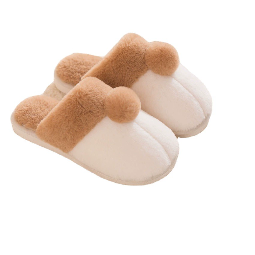 Осенне-зимние домашние хлопковые тапочки для животных на плоской подошве корги с круглой головой кроличья шерсть плюшевые тапочки обувь для влюбленных Тапочки