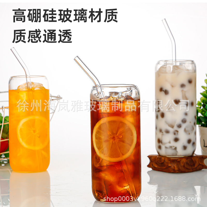 Amazon 16oz Coca-Cola con cubierta de bambú Mason botellas de vidrio de paja tazas de agua tazas de jugo de cóctel tazas de cerveza