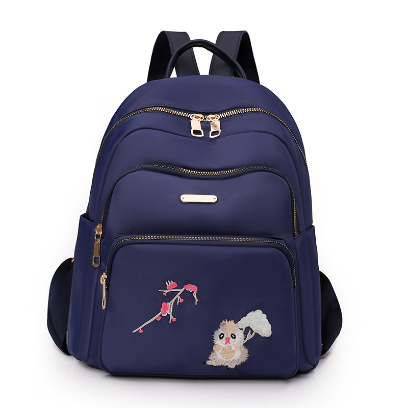 2023 nueva mochila de nailon casual para mujer, viaje urbano, lindo bordado, mochila ligera de viaje, mochila escolar de moda
