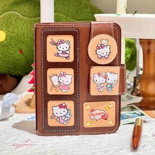 Hellokitty Leather Loose-Leaf Notebook A7 Cute Cartoon High-Value Notepad Portable Diary