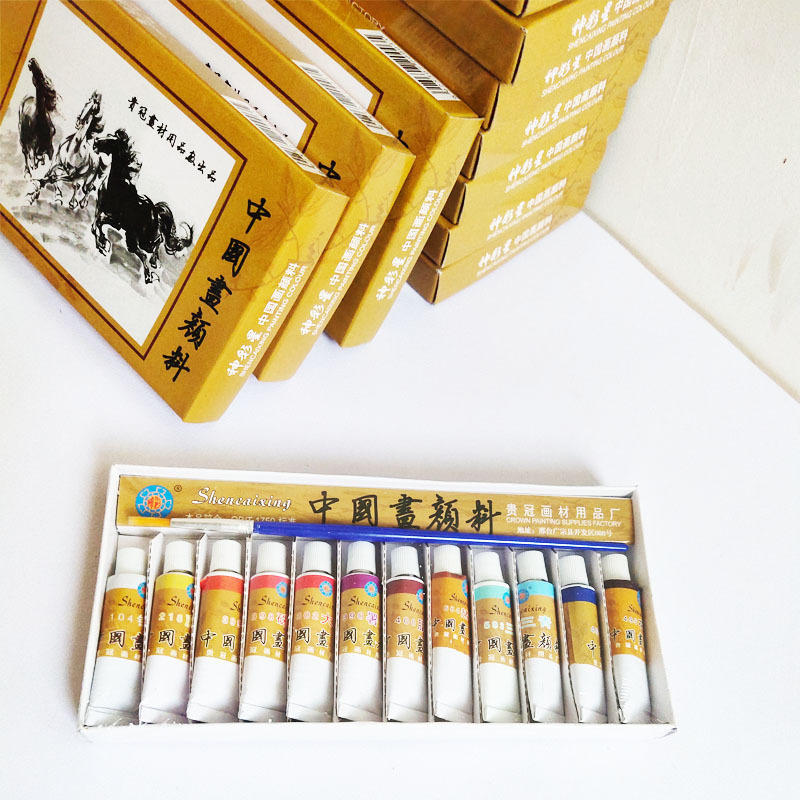 Shencai Star Chinese Painting Paint Set for Beginners, Children's Tube Set, 12 Colors, 5ml Gongbi In