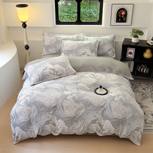 a类立体雕花爆款高克重短毛绒牛奶绒四件套立体雕花四件套批发