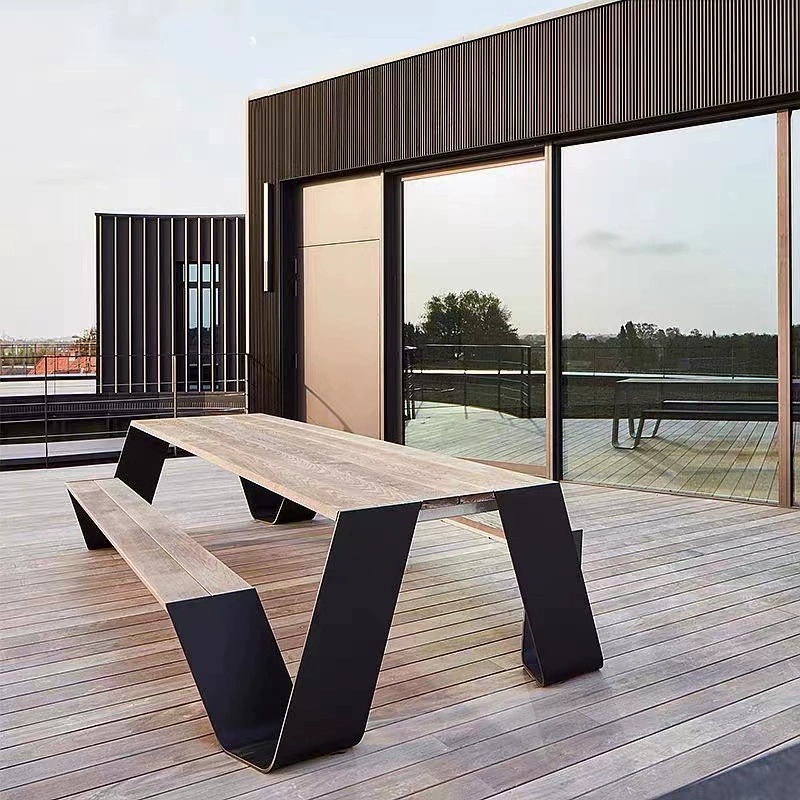 Mesa y silla al aire libre combinación de villa patio jardín mesa de comedor de teca hotel de alta gama al aire libre ocio muebles al aire libre