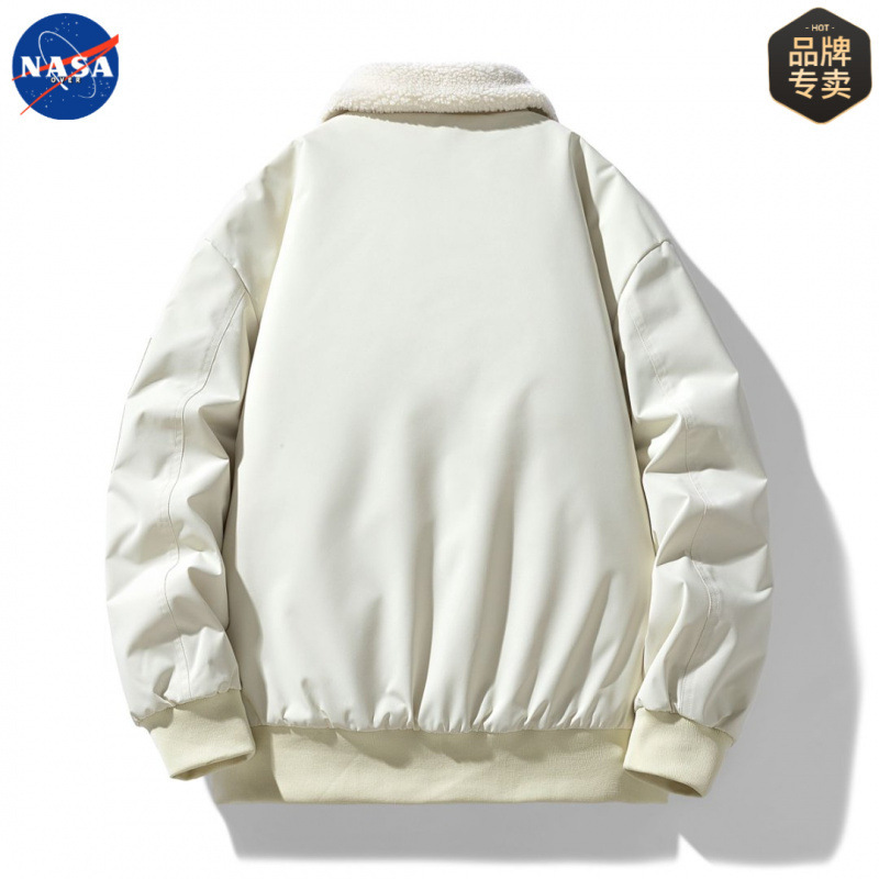NASA品牌冬季加厚羊羔绒翻领棉衣男士大码潮牌保暖夹克棉服外套|undefined