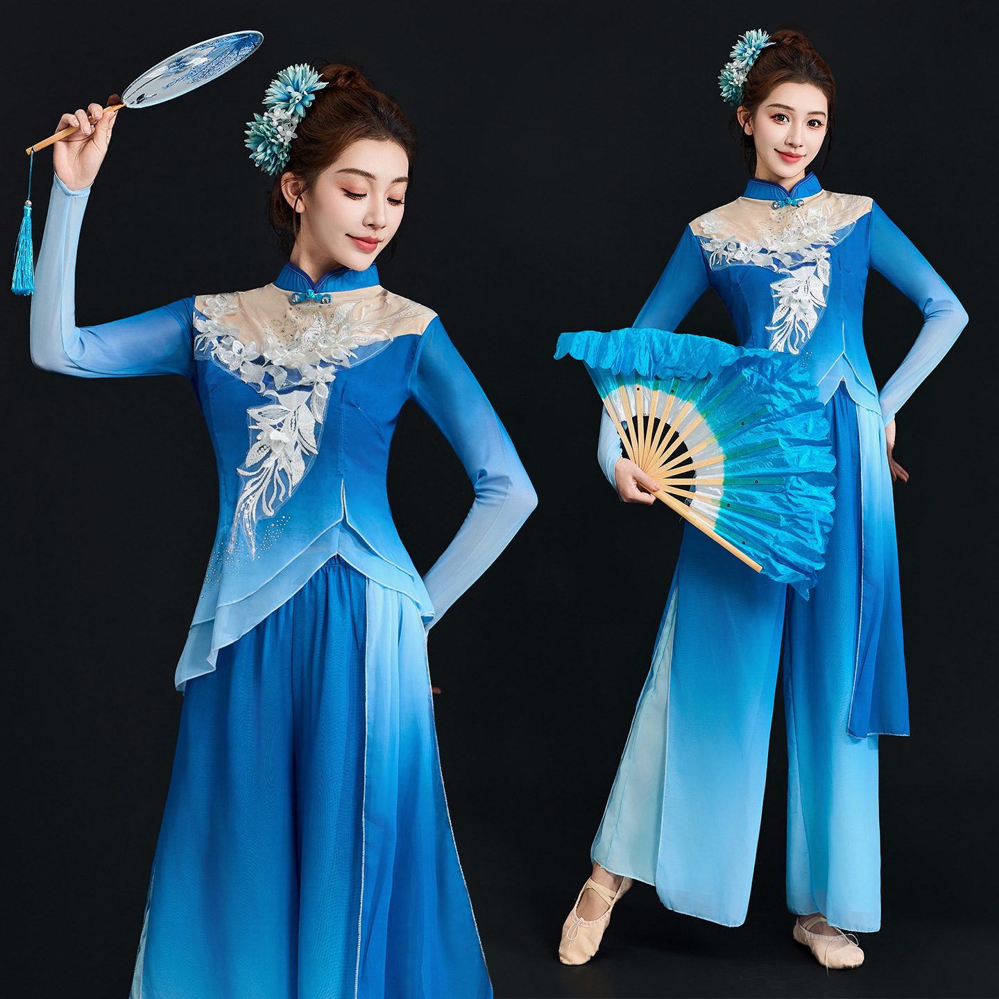 古典舞舞蹈服一条大河演出服秧歌服扇子舞广场舞服装胶州秧歌飘逸