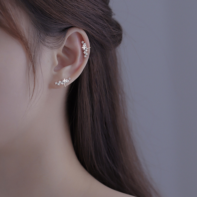 Beidou siete estrellas clip de hueso de oreja mujeres sin agujeros de orejas de plata colgando pendientes de nicho de diseño 2025 nuevos exquisitos pendientes