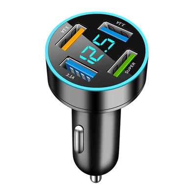 Mobil şarj cihazları QC3.0 + 2.4A cross-border four-port - black-c178-four-66w-31aopp-bag
