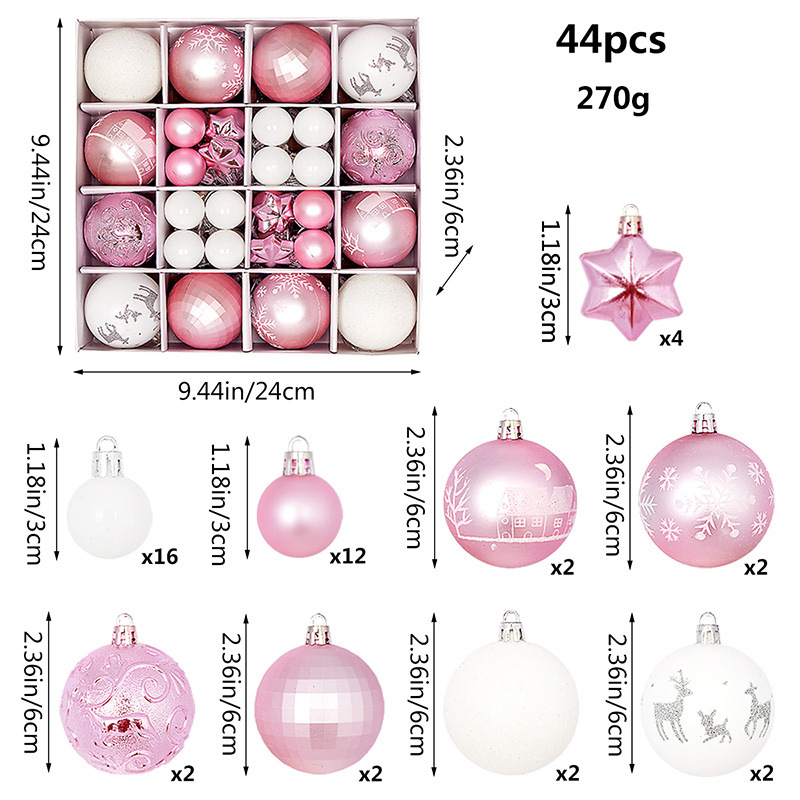 Juego de Esferas Navideñas Set de 44 Piezas 3-6 cm de Plástico Colgante para Árbol de Navidad image 15