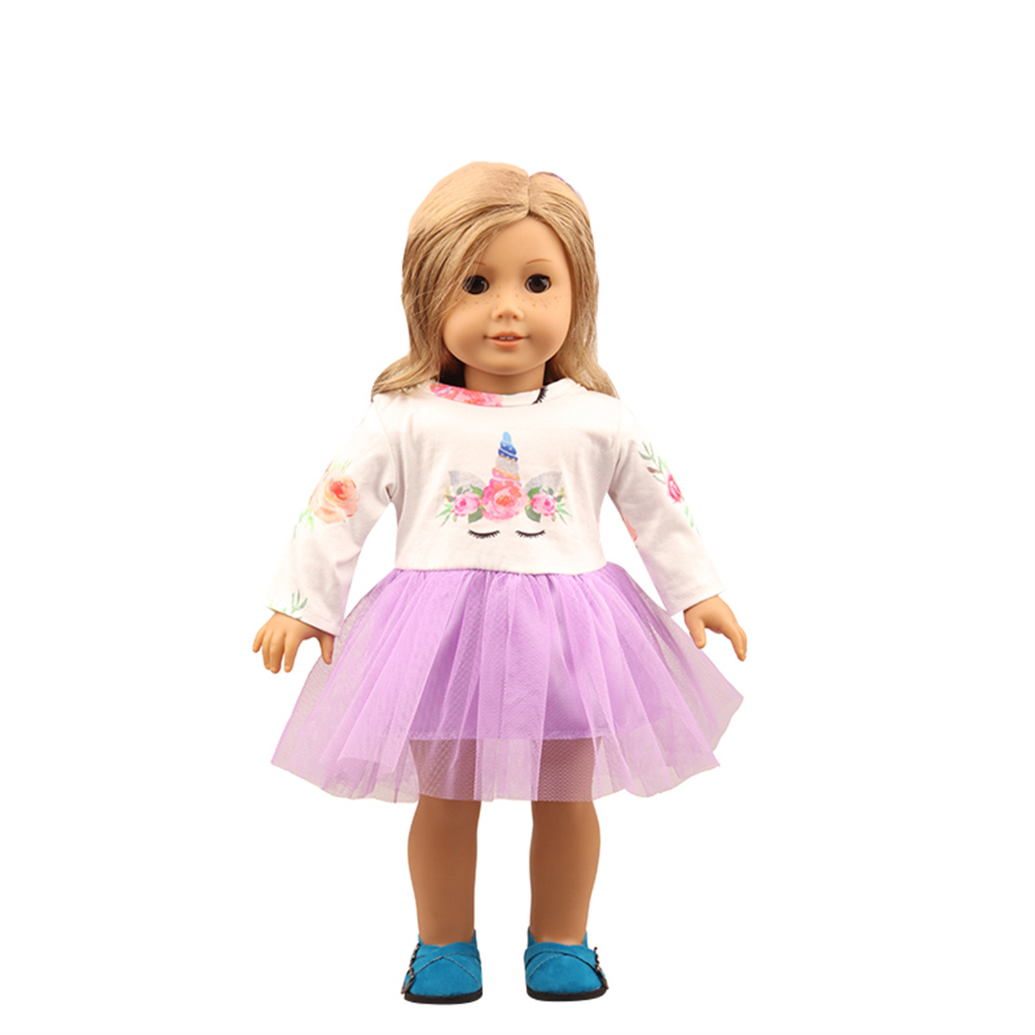18 pulgadas American Girl Doll Casa de juegos Venta caliente Falda de gasa de unicornio 43cm Ropa de muñeca de renacimiento Falda de gasa de color