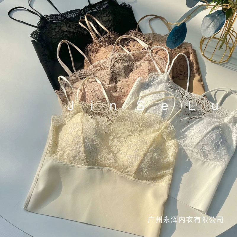 春夏季新款冰丝蕾丝美背心小吊带裹胸内衣打底内搭