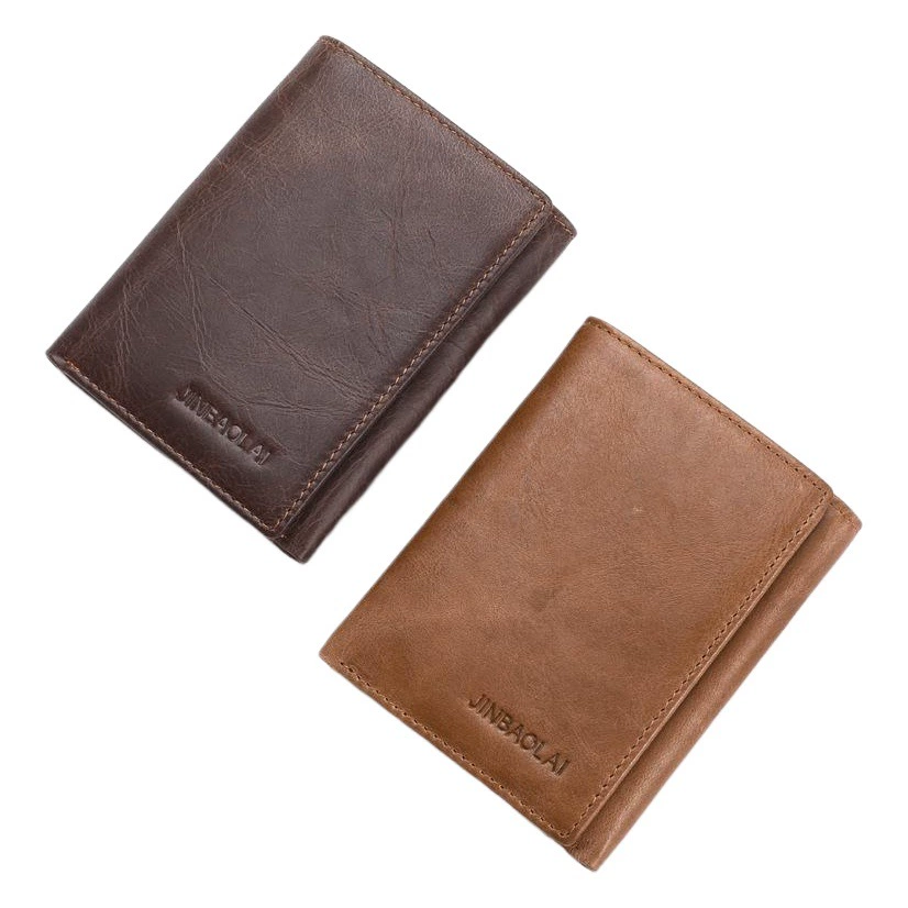 JINBAOLAI Внешняя торговля антимагнитный кошелек с несколькими картами, кожаный кошелек для монет с тройным складыванием, кошелек из воловьей кожи, мужской кошелек