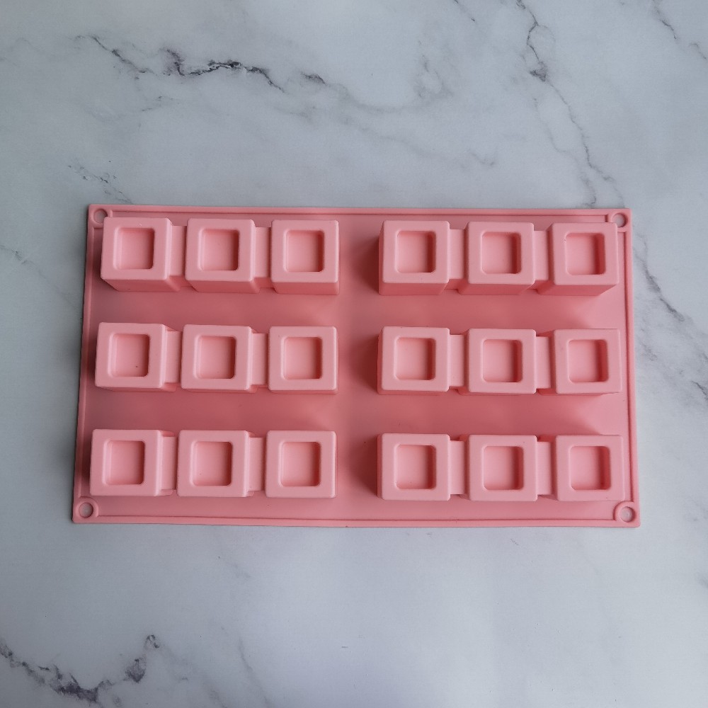 6 con tres cuadrados cóncavos 204 pastel chocolate molde de silicona molde de postre molde de hielo pastel horneado