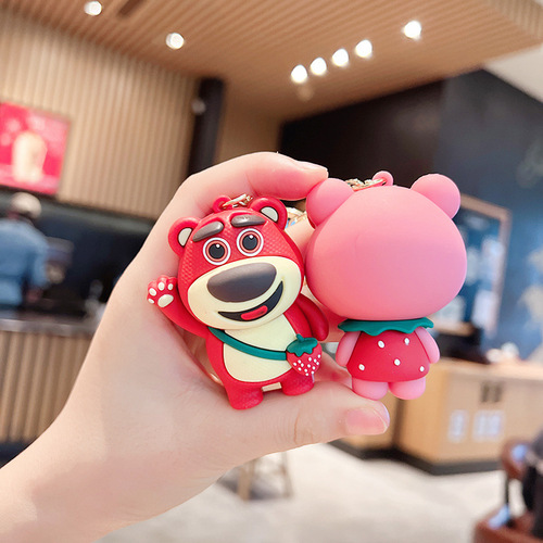 Cute Cartoon Strawberry Bear Keychain Pendant | Stress-Free Berry Doll Accessories for Women | Wholesale Car Key Chains & Charms