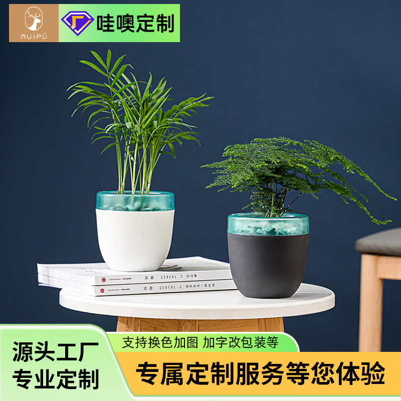 自动吸水免浇灌储水花盆懒人自动浇水绿萝树脂塑料多肉盆厂家直销