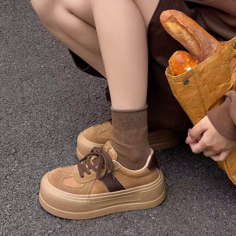 前言范复古磨砂皮增高厚底德训鞋女2025秋百搭休闲板鞋ins潮舒适|undefined