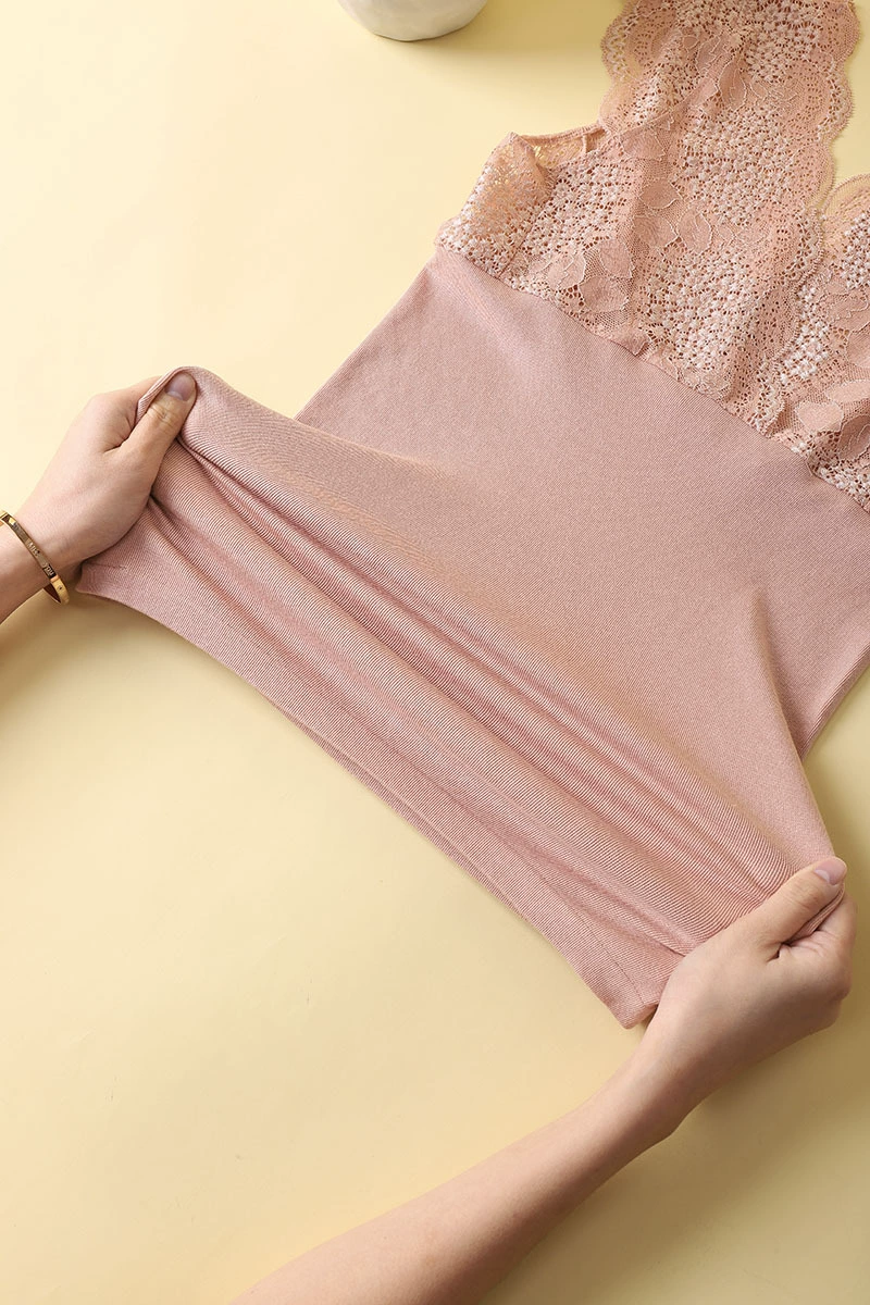 Летний топ-танк из Lace с кружевом, термобелье, облегающий крой, V-образный вырез, с коротким рукавом