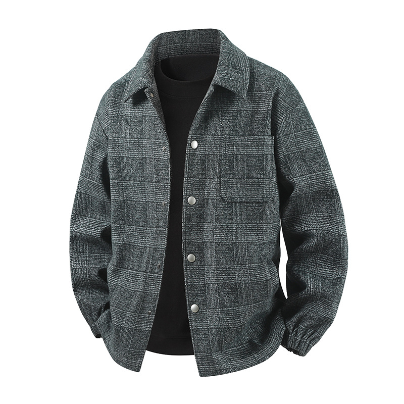 Primavera transfronteriza nueva chaqueta a cuadrícula con solapa hombre otoño al aire libre chaqueta casual de la calle hombre moda tween