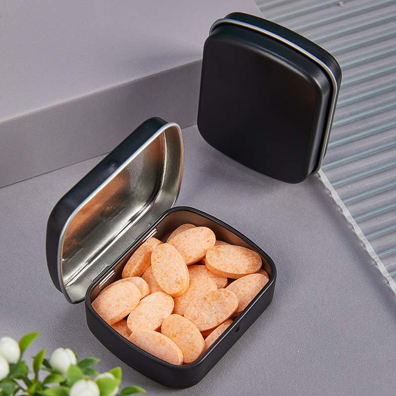 En stock Mini caja de hierro caja de caramelo comprimido menta masticar hierro puede píldora tableta Flip caja de metal caja de almacenamiento