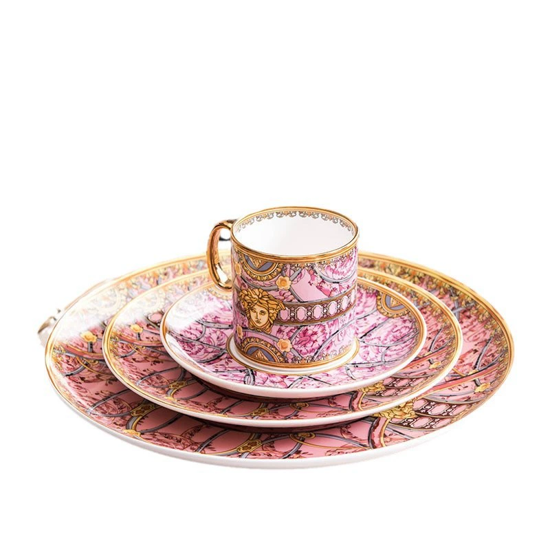 Coffee dinner plate, set, European style, light luxury style