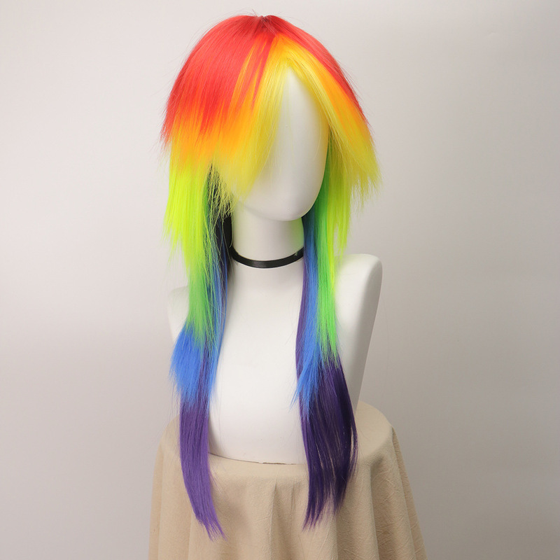 Colorful My Little Pony Yunbao Rainbow Personification Wig Animation cos Wig Factory Direct Rainbow Wig